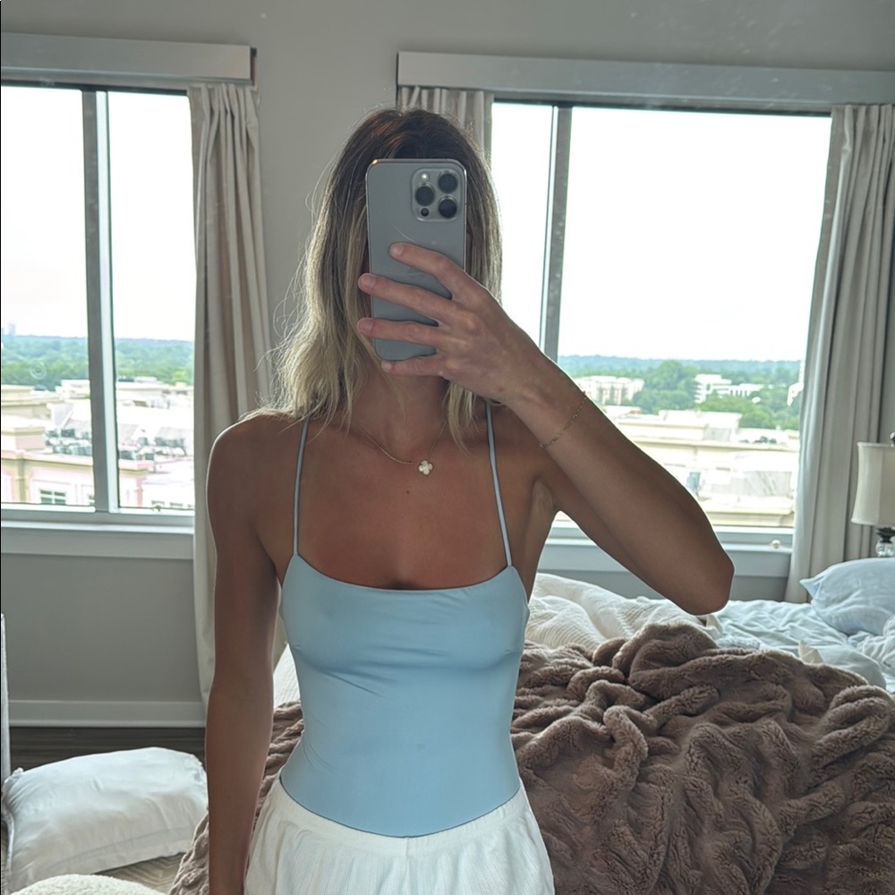 Princess Polly Blue Fitted Sleeveless Tank Top